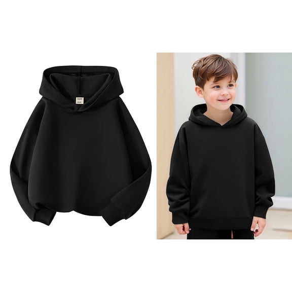 Teen Hoodies for Girls Black Hooded Long Sleeve Soft Sweatshirts Top Fall Winter Clothes Little Girls Clothes 10-11 Years