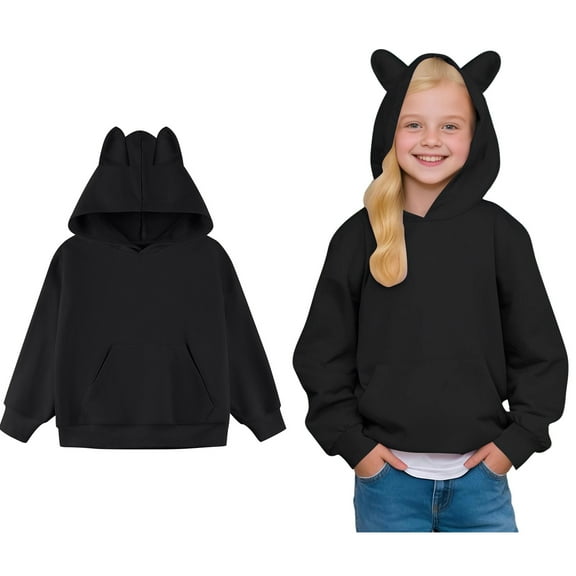 Teen Hoodies for Girls Kids Black Hoodies Casual Long Sleeve Hoodies Fall Clothes Size 11-12 Years Girls Clothes