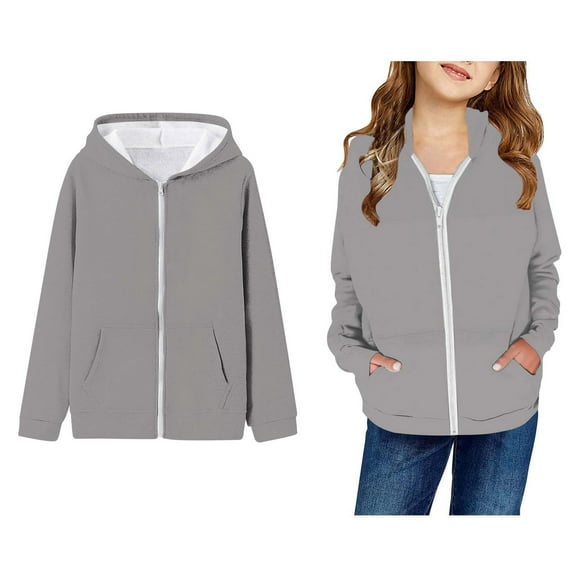 Teen Hoodies for Girls Kids Full Zip Hooded Long Sleeve Soft Sweatshirts Top Fall Clothes Teen Clothes Girls Size 13-14 Years