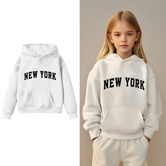 Teen Hoodies for Girls Letter Pattern Hooded Long Sleeve Soft Sweatshirts Top Winter Clothes Girls Size 11-12 Years Clothes