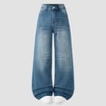 thumbnail image 1 of Teen Jeans Girls Blue Jeans Girls Straight Leg Wide Leg Girls Pants High Waist Baggy Jeans Kids Casual Girls Clothes 14-15 Years, 1 of 4