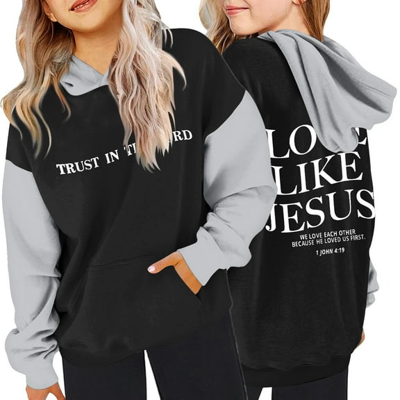 Teen Jesus Hoodies Long Sleeve Fashion Graphic Hoodies Oversize Pullover and Sweatpants 2 Pcs Fall Winter Clothes 13-14 Years Old Boy Clothes Cute Boys Girls Clothing