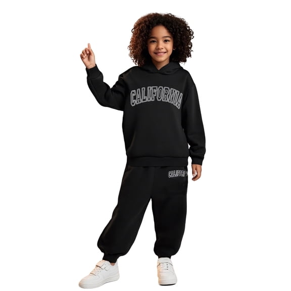 Teen Jogger Set Long Sleeve Solid Hooded Sweatsuits Pullover Jogging Pants 2 Piece Fall Winter Clothes 13-14 Years Boy Clothes Cute Boy Girl Clothing