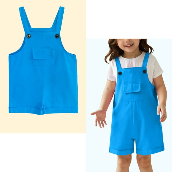 Teen Jumpsuit Girl Girls Overalls Kids Casual Sleeveless Girls Loose Rompers with Pockets Blue Jumpsuit 13-14 Years Old Girl Clothes