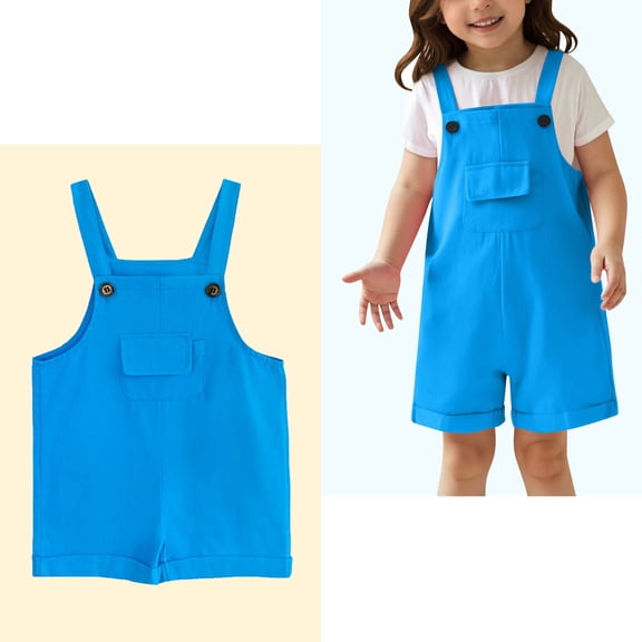 Teen Jumpsuits for Girls Kids Casual Sleeveless Romper Girls 1 Piece Rompers with Pockets Blue Jumpsuits 13-14 Years Girls Clothes