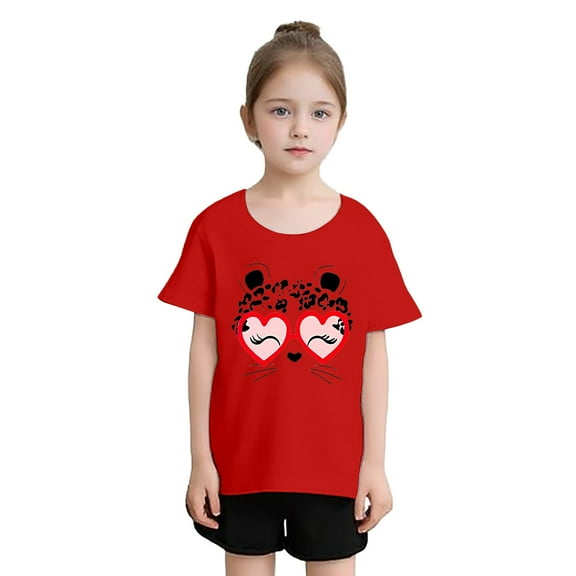 Teen Kid Girls Cute Print Graphic Crewneck Short Sleeve Tee Summer Casual T Shirt