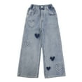 thumbnail image 1 of Teen Kids Girls Jeans Elastic Waist Wide Leg Pants Baggy Denim for Kids Girls 14-16 Years, 1 of 9