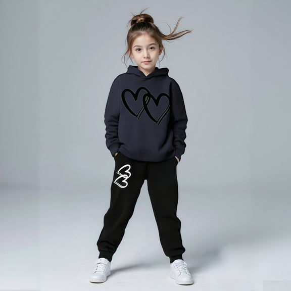Teen Kids Sweatsuit Set for Girls,2 Piece Long Sleeve Grey Basic Hoodie Sweatpants Set Warm Fall Winter Clothes Size 13-14 Years Boys Clothes Cute Boys Girls Clothing