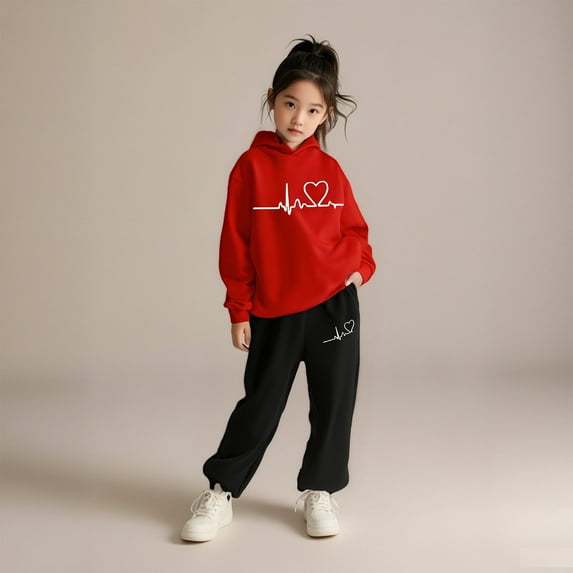 Teen Kids Toddler Sweatsuit,2PC Long Sleeve Red Pullover Hoodie Leggings Pants Fall Winter Clothes Tween Clothes 12-13 Years Cute Boys Girls Clothing