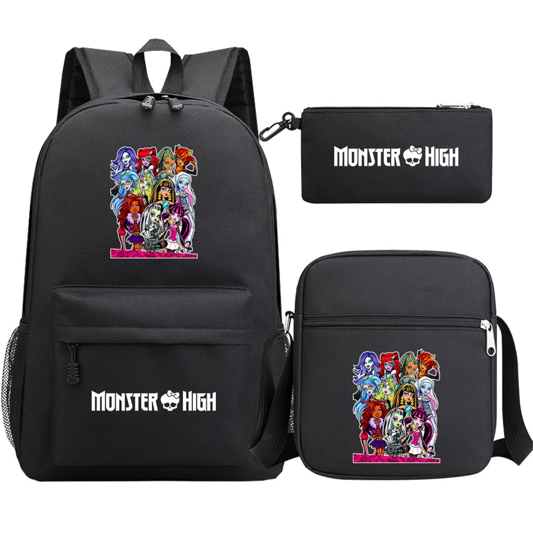 Teen Monster High 3 in 1 Backpack Set Student Schoolbag with Shoulder ...