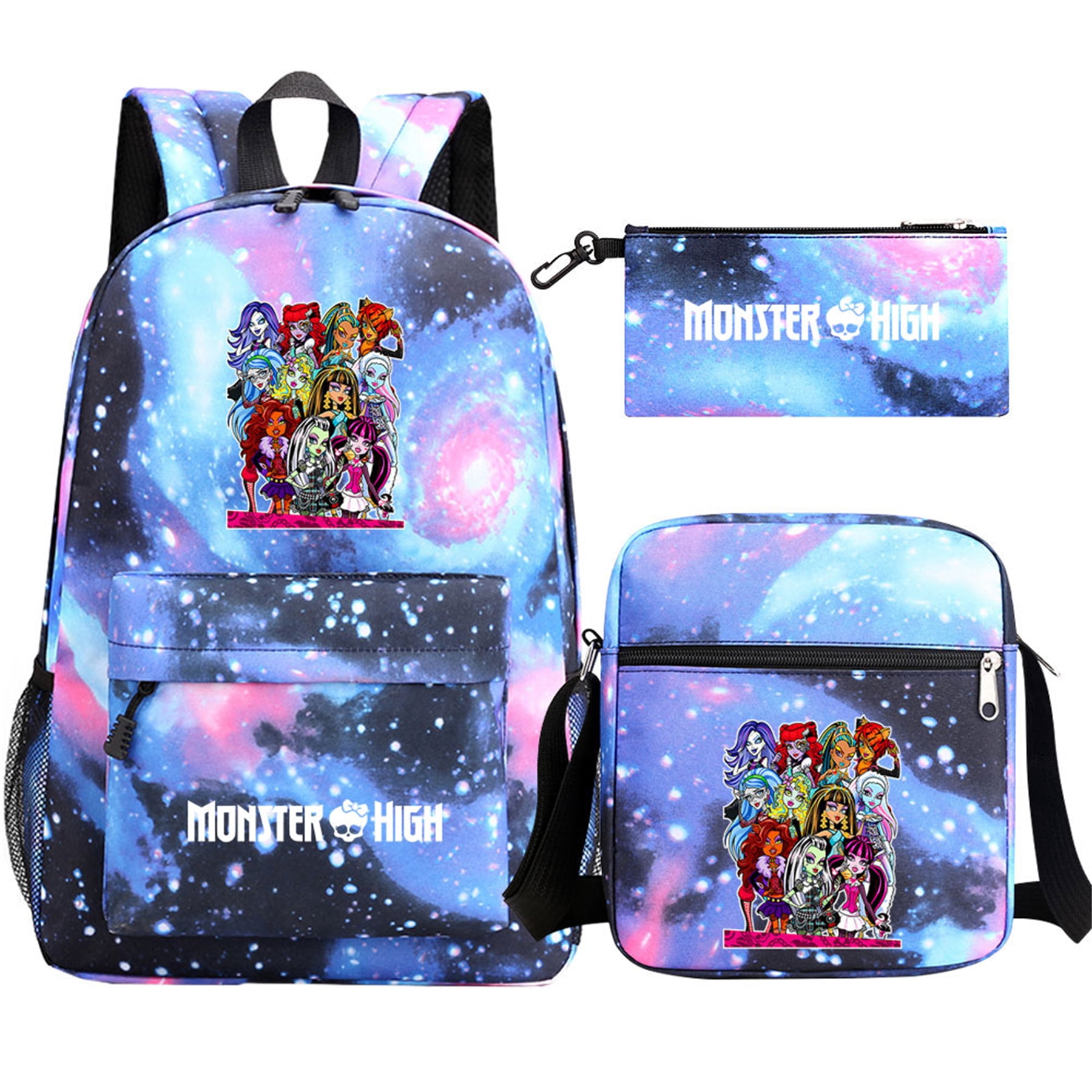Teen Monster High 3 in 1 Backpack Set Student Schoolbag with Shoulder ...