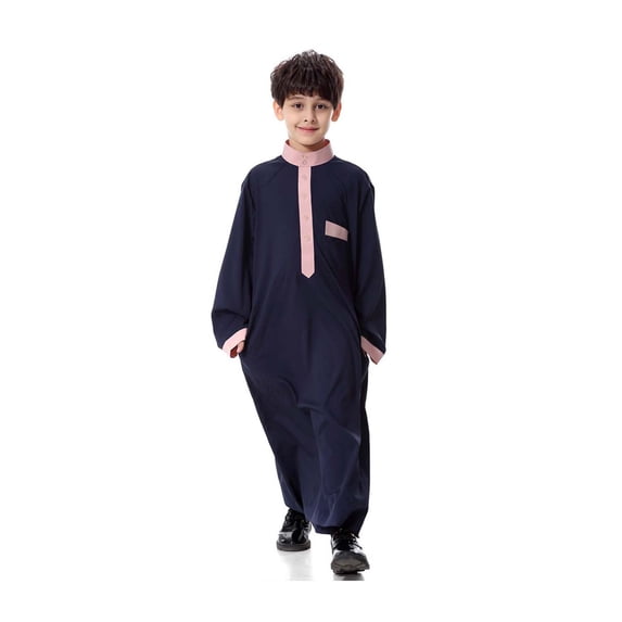 Thobe for Kids Long Sleeve Button Blue Thobe Boys Eid Outfits Boy Shirts Size 11-12 Years