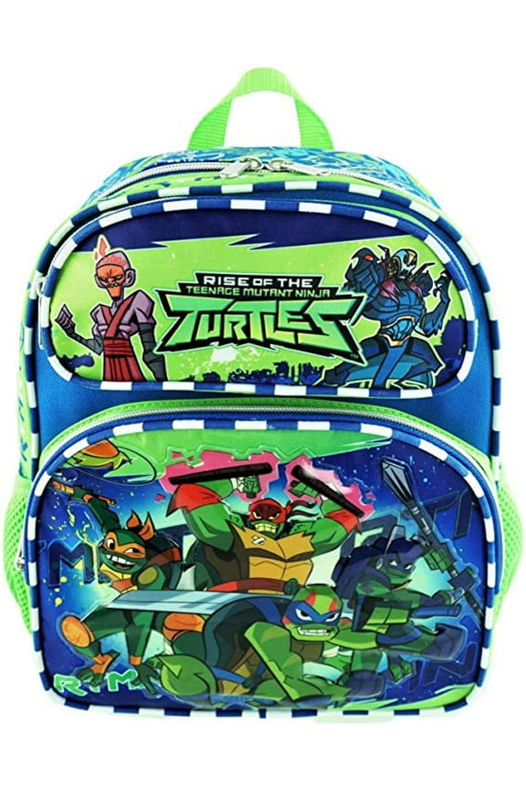 Teen Mutant Ninja Turtles Small Unisex Backpack 12" from Rise of TMNT Green and Blue