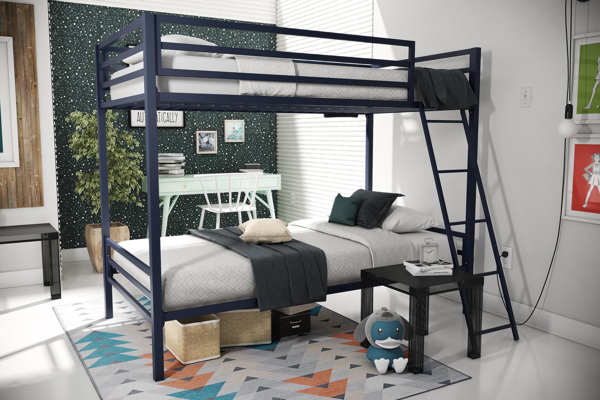 Teen Novogratz Charlie TwinOverTwin Metal Bunk Bed, Navy Blue