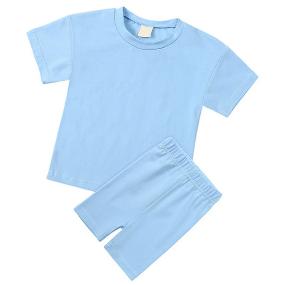 Teen Outfits For Girls 14-16 Trendy Kids 2 Piece Summer Outfits Solid Color T-Shirt and Elastic Waist Short Sets for Boys Girls, Ages 9 Months-13 Years