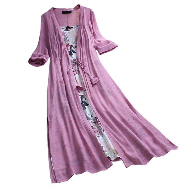 Women Boho Long Floral Print Lace Dress Women Boho Long Floral Print Lace Dress