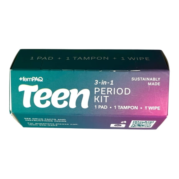 femPAQ Organic Teen Girls Period Kit, 1 Kit