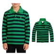 thumbnail image 1 of Polo Shirts for Boys Long Sleeve Cute Embroidered Striped Button down Shirt Boys Back to School Shirt Kids Summer Casual Shirts 13-14 Years Clothes for Boys, 1 of 4