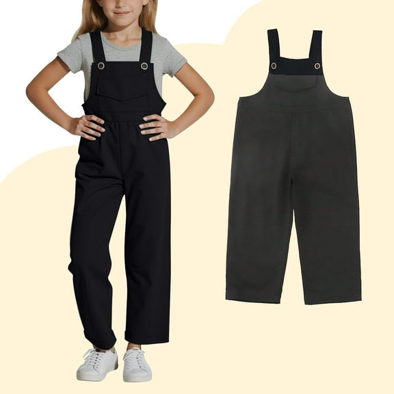 Teen Romper Jumpsuit Kids Casual Sleeveless Overalls Girls 1 Piece Rompers with Pockets Black Jumpsuits Tween Summer Clothes 13-14 Years