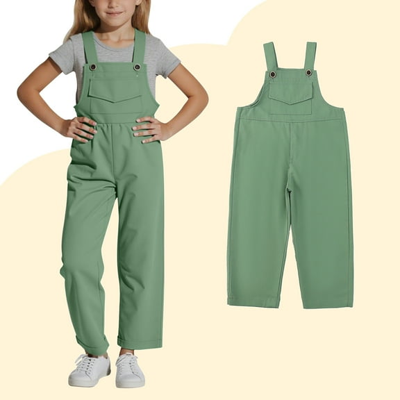 Teen Romper Jumpsuit Kids Casual Sleeveless Romper Girls Overalls with Pockets Green Jumpsuit Clothes for 11-12 Years Old Girls