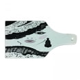 thumbnail image 1 of Teen Room Cutting Board, Baroque Abstract Woman Face and Patterned Hat Old Fashioned Design, Tempered Glass Cutting and Serving Board, Wine Bottle Shape, Charcoal Grey Pale Pink, by Ambesonne, 1 of 1