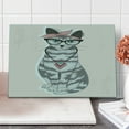 thumbnail image 1 of Teen Room Cutting Board, Kitty Cat with Glasses Tribal Necklace Clasp Fashion Design Print, Decorative Tempered Glass Cutting and Serving Board, Large Size, Pale Pink Grey, by Ambesonne, 1 of 5