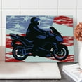 thumbnail image 1 of Teen Room Cutting Board, Man on Motorcycle Riding American Flag Backdrop National United States Grunge, Decorative Tempered Glass Cutting and Serving Board, Large Size, Multicolor, by Ambesonne, 1 of 1