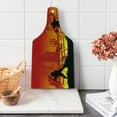 thumbnail image 1 of Teen Room Cutting Board, Men Playing Baseball in the Town City Park Tall Buildings Urban Scenery, Tempered Glass Cutting and Serving Board, Wine Bottle Shape, Red Yellow Black, by Ambesonne, 1 of 1