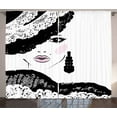 thumbnail image 1 of Ambesonne Teen Room Curtains 2 Panel Set, Baroque Woman Hat, 108" x 90", Charcoal Grey Pale Pink, 1 of 3