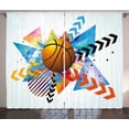 thumbnail image 1 of Ambesonne Sports Curtains 2 Panel Set, Basketball Zigzag Geometric, 108" x 90", Multicolor, 1 of 3