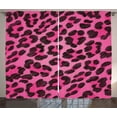 thumbnail image 1 of Ambesonne Teen Room Curtains 2 Panel Set, Vibrant Leopard Skin, 108" x 84", Magenta and Black, 1 of 3