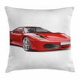 thumbnail image 1 of Teen Room Decor Throw Pillow Cushion Cover, Fancy Italian Super Car Modern Style New Automobile European Design, Decorative Square Accent Pillow Case, 16 X 16 Inches, Red Charcoal Grey, by Ambesonne, 1 of 2