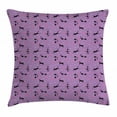 thumbnail image 1 of Teen Room Decor Throw Pillow Cushion Cover, Little Kittens Pattern with Heart Figures Caricature Fun Cat Cartoon, Decorative Square Accent Pillow Case, 20 X 20 Inches, Violet Pink Black, by Ambesonne, 1 of 2