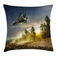 thumbnail image 1 of Teen Room Decor Throw Pillow Cushion Cover, Man on the Bike Racing in Earth Path Nature Exotic Sports Success Image, Decorative Square Accent Pillow Case, 20 X 20 Inches, Multicolor, by Ambesonne, 1 of 2