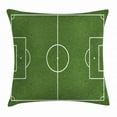 thumbnail image 1 of Teen Room Decor Throw Pillow Cushion Cover, Soccer Field Grass Motif Stadium Game Match Winner Sports Area Print, Decorative Square Accent Pillow Case, 16 X 16 Inches, Fern Green White, by Ambesonne, 1 of 2