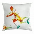 thumbnail image 1 of Teen Room Decor Throw Pillow Cushion Cover, Young Man Playing Soccer Football Athlete Game Champion Paintbrush Artwork, Decorative Square Accent Pillow Case, 20 X 20 Inches, Multicolor, by Ambesonne, 1 of 2