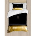 thumbnail image 1 of Teen Room Duvet Cover Set Twin Size, Empty Basketball Arena Competition Game Winner Champion Success Theme, Decorative 2 Piece Bedding Set with 1 Pillow Sham, Pale Coffee Black, by Ambesonne, 1 of 3