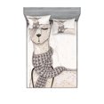 thumbnail image 1 of Teen Room Fitted Sheet & Pillow Sham Set, Hipster Lama Hair Style and Camera Artist Animal Humorous Graphic, Decorative Printed 6 Piece Bedding Decor Set, Calking, Beige Tan, by Ambesonne, 1 of 3