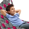 thumbnail image 1 of Teen Room Lounger Chair Bag, Abstract Geometric Minimalist Lines and Square Cubes Print, High Capacity Storage with Handle Container, Lounger Size, Magenta Black and White, by Ambesonne, 1 of 5