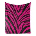 thumbnail image 1 of Teen Room Soft Flannel Fleece Blanket, Vibrant Zebra Skin Motif in Hot Tone Africal Animal Safari Fashion Image, Cozy Plush for Indoor and Outdoor Use, 50" x 70", Magenta and Black, by Ambesonne, 1 of 5