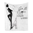 thumbnail image 1 of Teen Room Soft Flannel Fleece Throw Blanket, Dancing Masculine Fashion Woman by Eiffel Tower and Words Print, Cozy Plush for Indoor and Outdoor Use, 70" x 90", Black White, by Ambesonne, 1 of 5