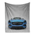 thumbnail image 1 of Teen Room Soft Flannel Fleece Throw Blanket, Modern Blue Sports Car Power Prestige Speed Fast Vehicle Automobile Image, Cozy Plush for Indoor and Outdoor Use, 50" x 60", Blue Black Grey, by Ambesonne, 1 of 5