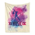 thumbnail image 1 of Teen Room Soft Flannel Fleece Throw Blanket, Rock Star with Guitar Inside Watercolor Cloud with Musical Words Print, Cozy Plush for Indoor and Outdoor Use, 50" x 60", Cream Pink Purple, by Ambesonne, 1 of 6