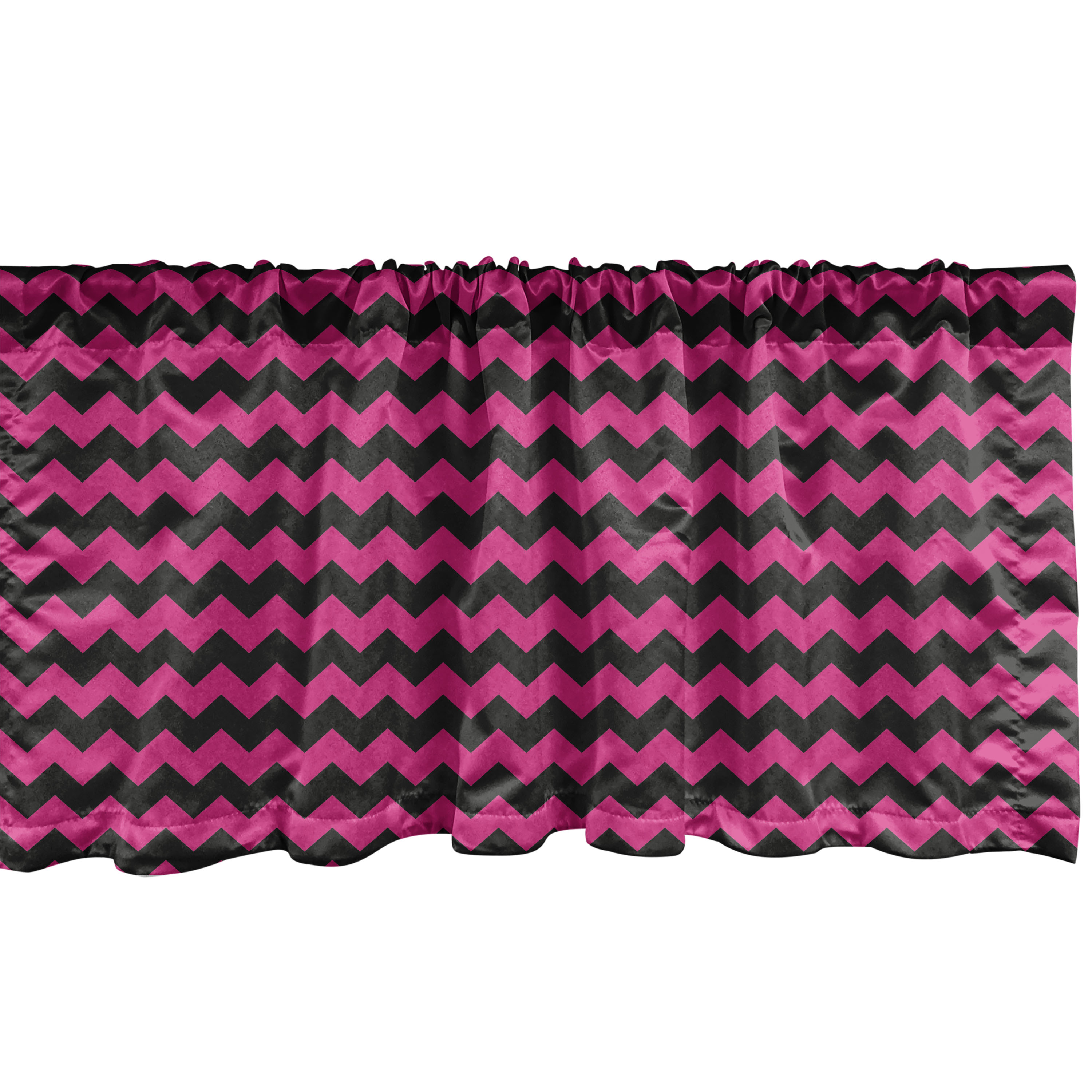 Teen Room Window Valance Pack of 2, Zigzag Chevron Pattern with Curved Stripes Minimalist