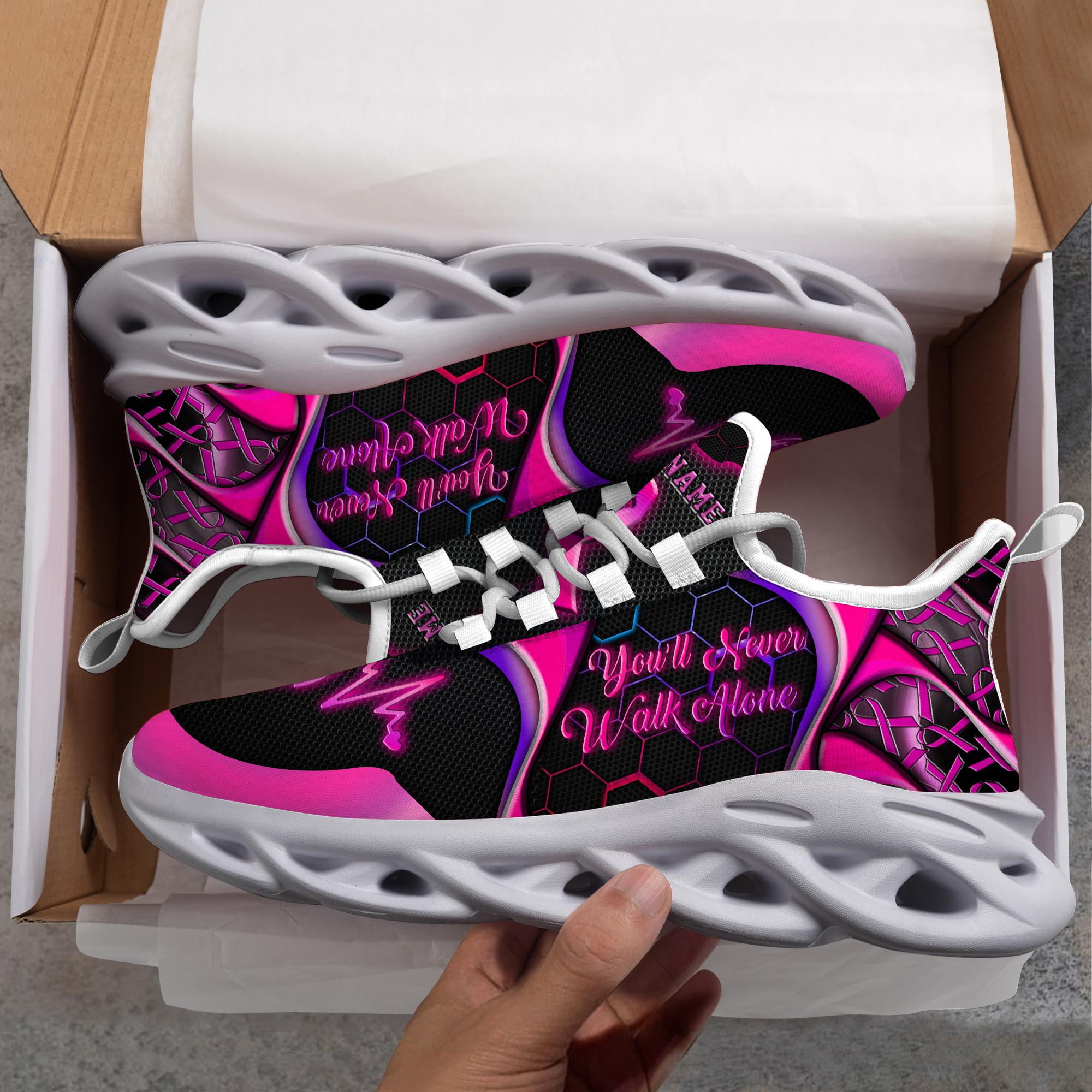 Teen Running Shoes Breast Cancer Awareness Fall Air Mesh Sneakers Couple Brand Flats Adults Breathable Sepatu Pria