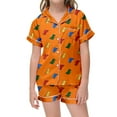 thumbnail image 1 of Teen Satin Pajamas Kids Dinosaur Printed Button Down Sleepwear With Shorts 2PCS Summer Classic Pajamas Set Girls Silky Pajamas Size 12-13, 1 of 4