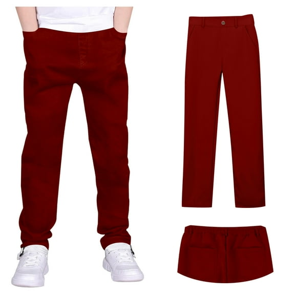 Teen School Pants For Boys Pull On Chino Pants With Pockets Straight Pants Blue School Pants For Boys Back To School Outfits Teen Boys Clothes 15-16 Years