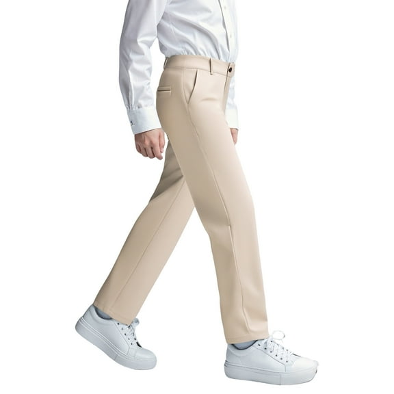 Teen School Pants For Boys Pull On Chino Pants With Pockets Straight Pants Boy Khaki Uniform Pants Boys Back To School Clothes Teen Boys Pants 11-12 Years