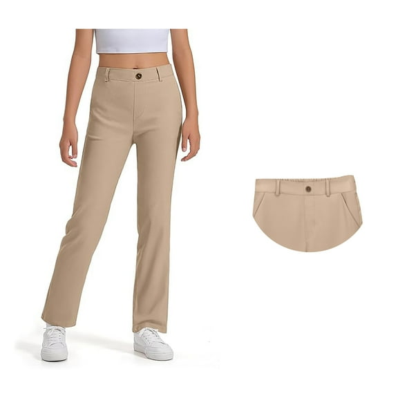 Teen School Pants for Girls Skinny Fit Kids Dress Pants With Pockets Flare Leg Pants Girls Gray Pants Back To School Outfits for Teen Girls Teen Cute Clothes for Girls 11-12 Years