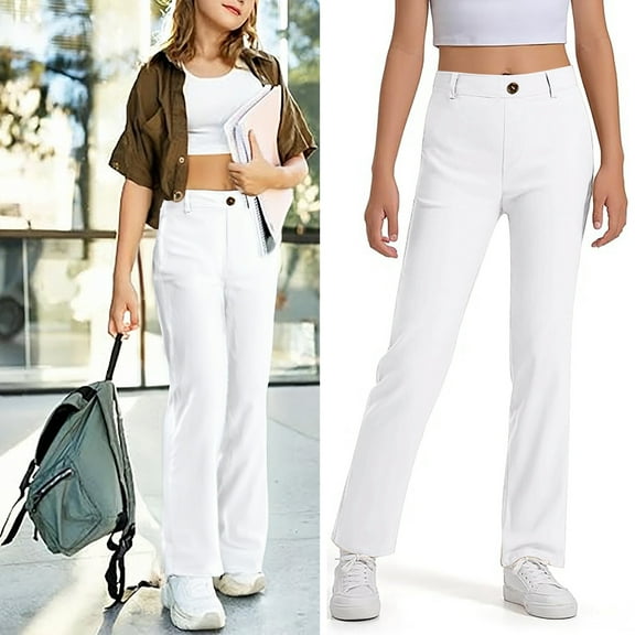 Teen School Pants For Girls Skinny Pants Stretch Pants With Pockets Flare Leg Pants Boys Black Uniform Pants Back To School Clothes Teen Girls Outfits Size 11-12 Years